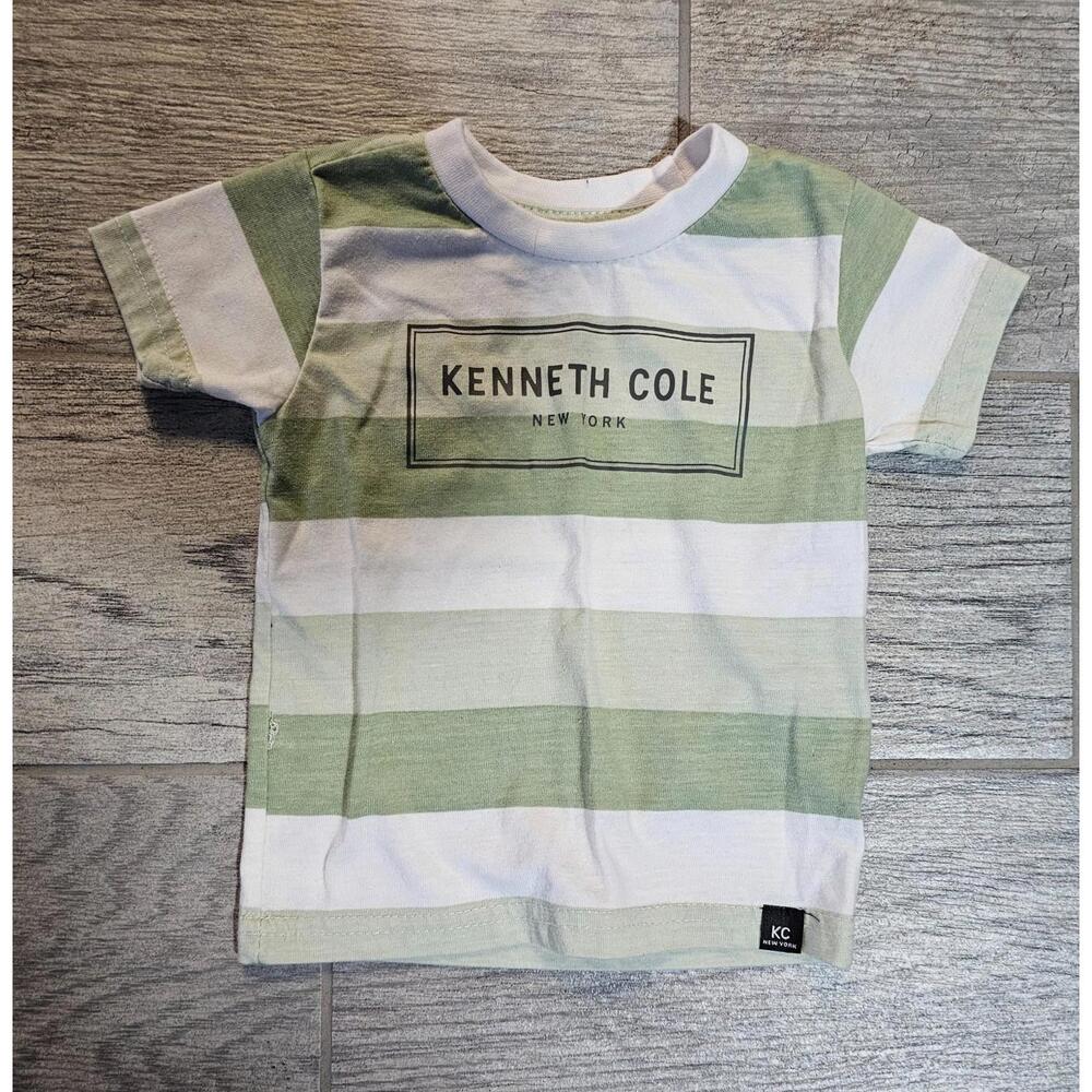 Boys Toddler Kenneth Cole Shirt Size 12 Months Striped Short Sleeve Green